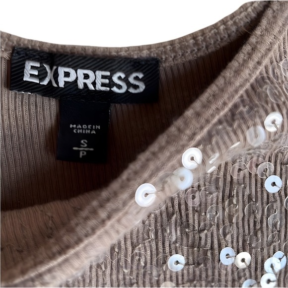 HPx1 🏆 Lost in the Shimmer: Express Sequin Tank in XS, Neutral Brown - Picture 4 of 5